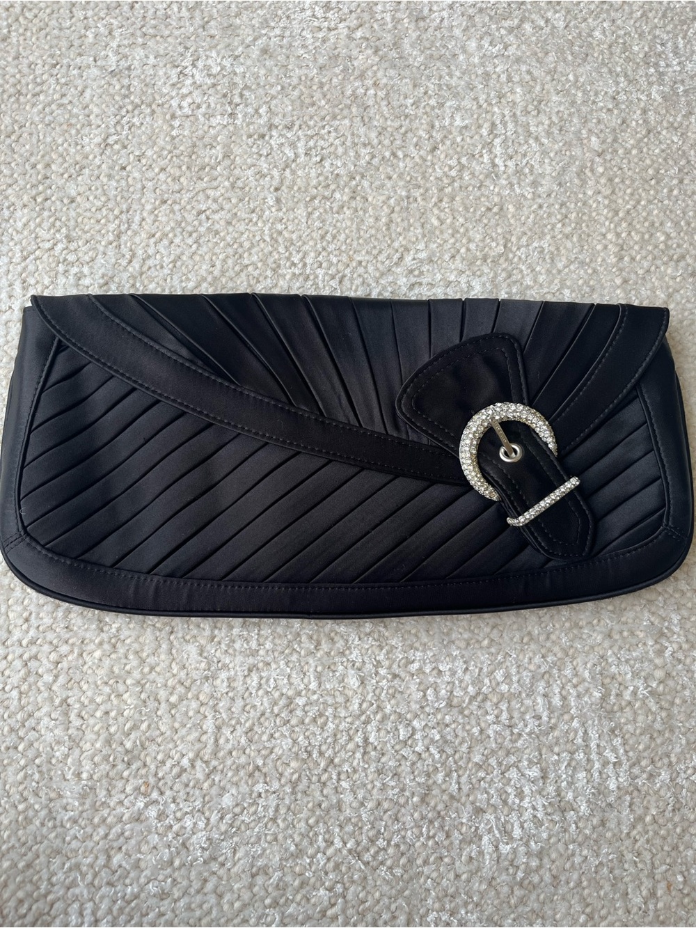 Karen Millen black satin evening clutch
